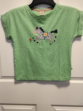 Frugi Organic Cotton Polka Dot‎ Kids Tee with Horse Applique